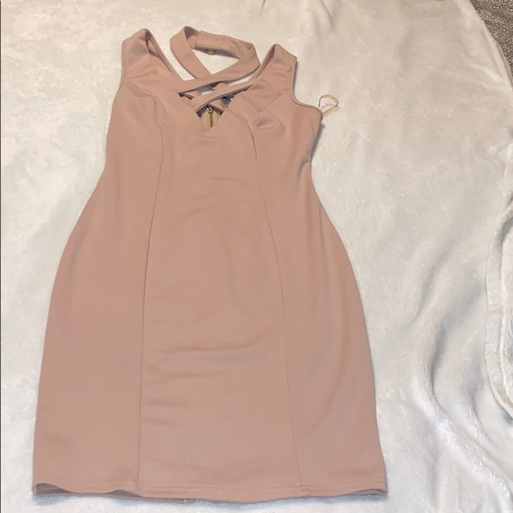 Blush strap neck dress